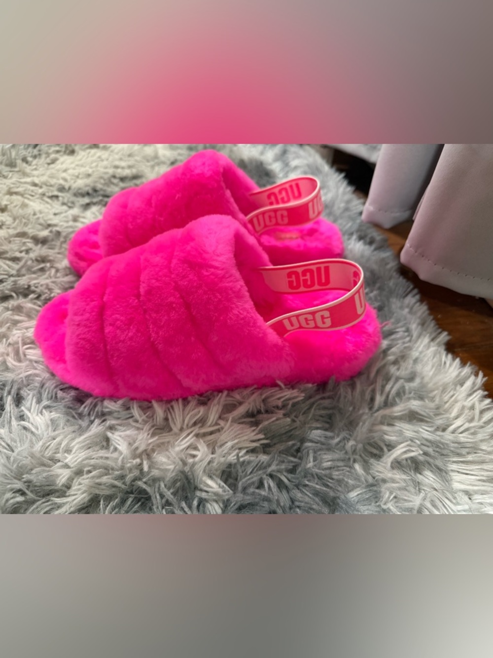 UGG Hot Pink Fluff Yeah Slide Slippers - Picture 3 of 3